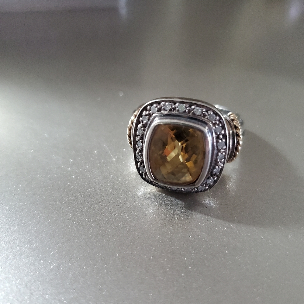 Yellow sapphire stone and diamonds ring size 7
